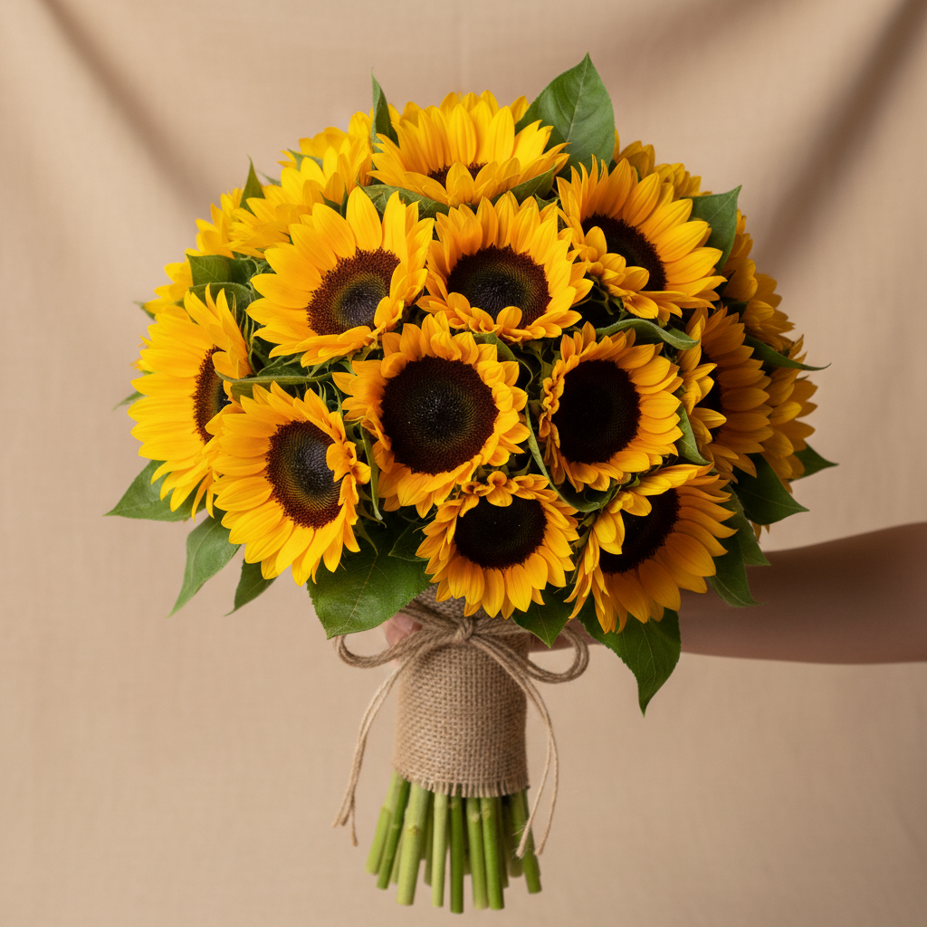 Fresh sunflower bouquet with vibrant yellow sunflowers